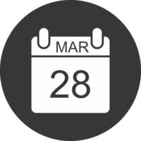 March Glyph Inverted Icon vector