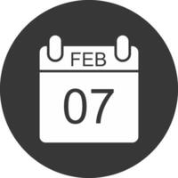 February Glyph Inverted Icon vector