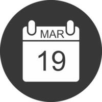 March Glyph Inverted Icon vector