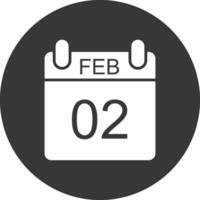 February Glyph Inverted Icon vector