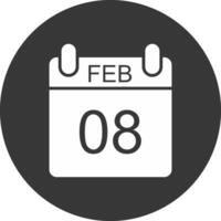 February Glyph Inverted Icon vector