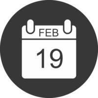 February Glyph Inverted Icon vector