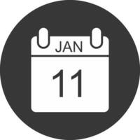 January Glyph Inverted Icon vector