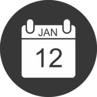 January Glyph Inverted Icon vector