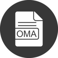 oma archivo formato glifo invertido icono vector