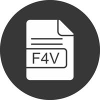 f4v archivo formato glifo invertido icono vector