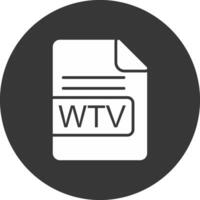 wtv archivo formato glifo invertido icono vector