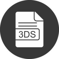 3ds archivo formato glifo invertido icono vector