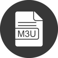 m3u archivo formato glifo invertido icono vector