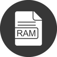 RAM archivo formato glifo invertido icono vector