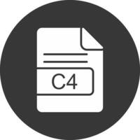 c4 archivo formato glifo invertido icono vector