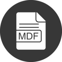 MDF File Format Glyph Inverted Icon vector