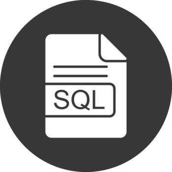 sql archivo formato glifo invertido icono vector
