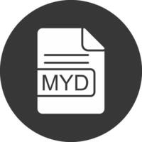 MYD File Format Glyph Inverted Icon vector