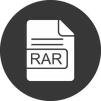 rar archivo formato glifo invertido icono vector