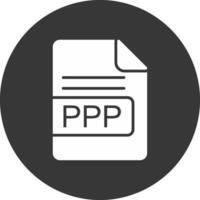 ppp archivo formato glifo invertido icono vector