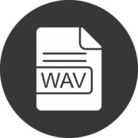 wav archivo formato glifo invertido icono vector