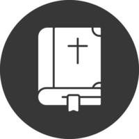 Biblia glifo invertido icono vector