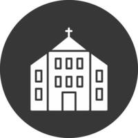 icono de glifo de iglesia invertido vector