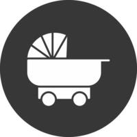 Pram Glyph Inverted Icon vector