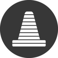 Traffic Cone Glyph Inverted Icon vector