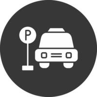 Parking Area Glyph Inverted Icon vector