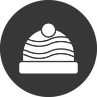 invierno sombrero glifo invertido icono vector