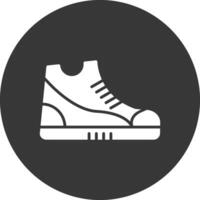 zapatilla de deporte glifo invertido icono vector