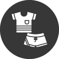 ropa de deporte glifo invertido icono vector