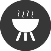 BBQ Grill Glyph Inverted Icon vector