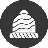 lana sombrero glifo invertido icono vector