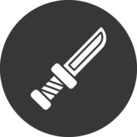 cuchillo glifo invertido icono vector