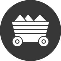 Mining Cart Glyph Inverted Icon vector
