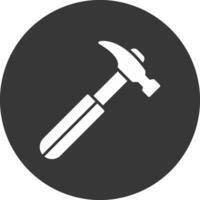 Hammer Glyph Inverted Icon vector