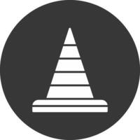 Traffic Cone Glyph Inverted Icon vector