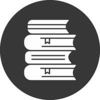 icono de glifo de libros invertido vector