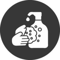 Hand Wash Glyph Inverted Icon vector