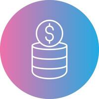 Coin Stack Line Gradient Circle Icon vector