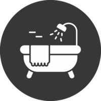 icono de glifo de bañera invertido vector