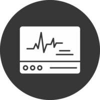 icono invertido del glifo del monitor de ecg vector