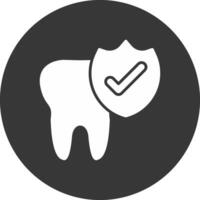 diente glifo invertido icono vector