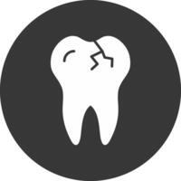 Broken Tooth Glyph Inverted Icon vector