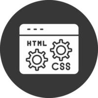 Web Development Glyph Inverted Icon vector