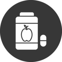 vitaminas glifo invertido icono vector