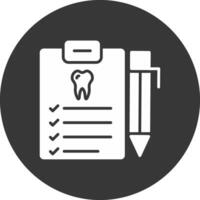 dental reporte glifo invertido icono vector