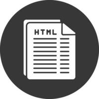 Html File Glyph Inverted Icon vector