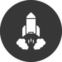 Rocket Launch Glyph Inverted Icon vector