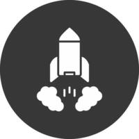 Rocket Launch Glyph Inverted Icon vector