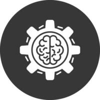 máquina aprendizaje glifo invertido icono vector