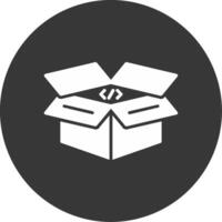 Open Box Glyph Inverted Icon vector